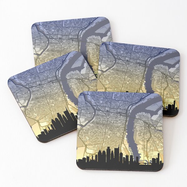 Item preview, Philadelphia Pennsylvania Skyline Map designed and sold by ArtPrints.