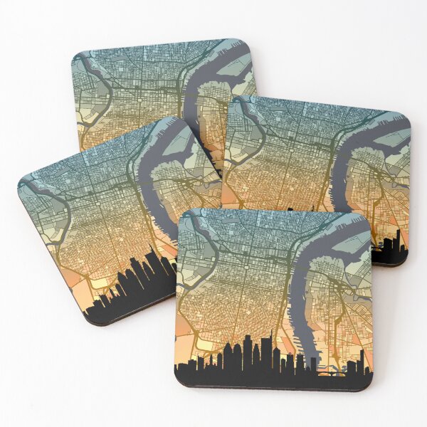 Item preview, Philadelphia Pennsylvania Skyline Map designed and sold by ArtPrints.
