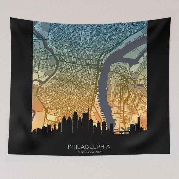 Item preview, Philadelphia Pennsylvania Skyline Map designed and sold by ArtPrints.