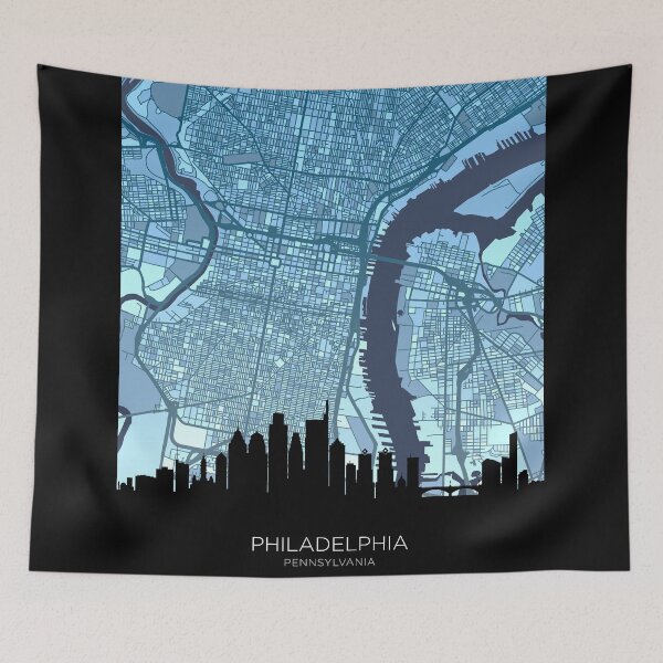 Item preview, Philadelphia Pennsylvania Skyline Map designed and sold by ArtPrints.