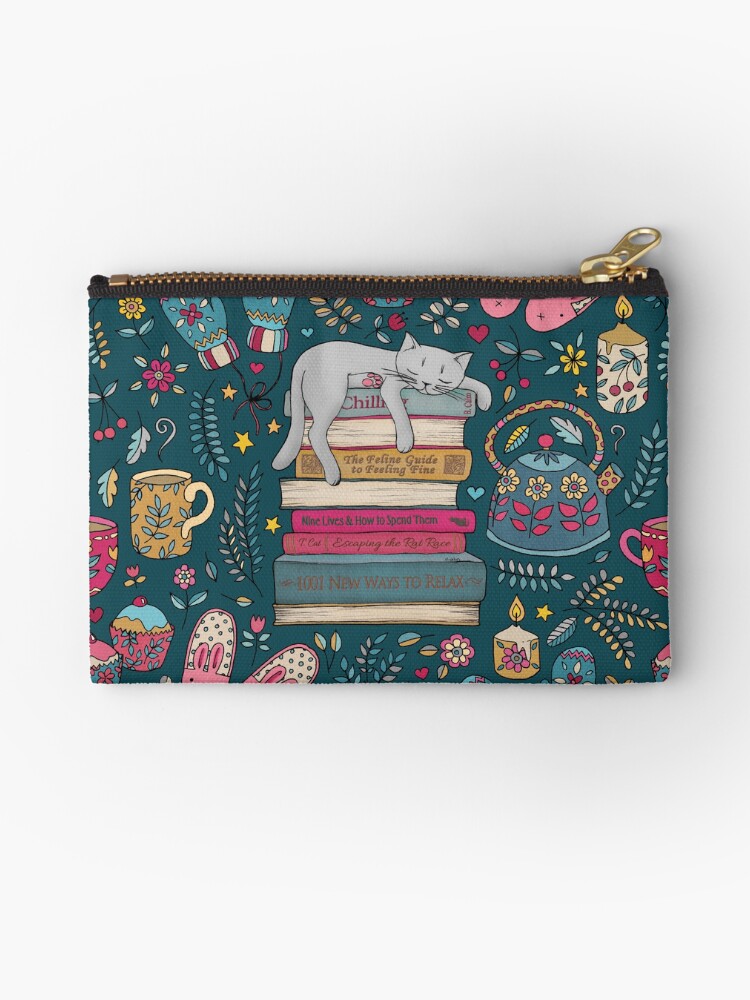 Thumbnail 1 of 4, Zipper Pouch, How to Hygge Like a Cat designed and sold by micklyn.