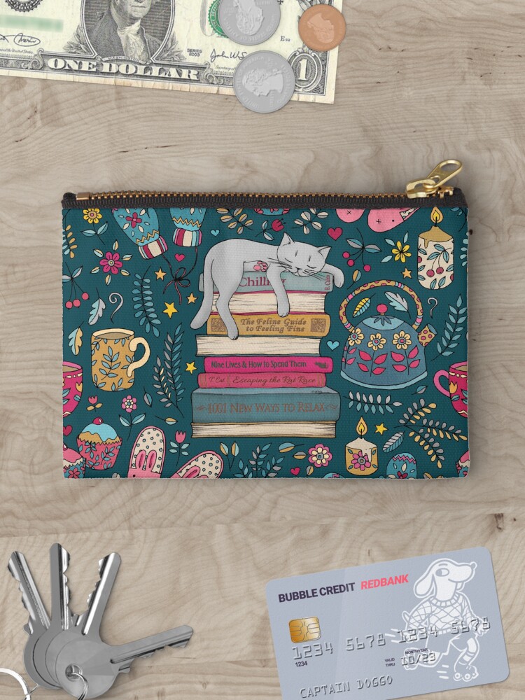 Thumbnail 3 of 4, Zipper Pouch, How to Hygge Like a Cat designed and sold by micklyn.