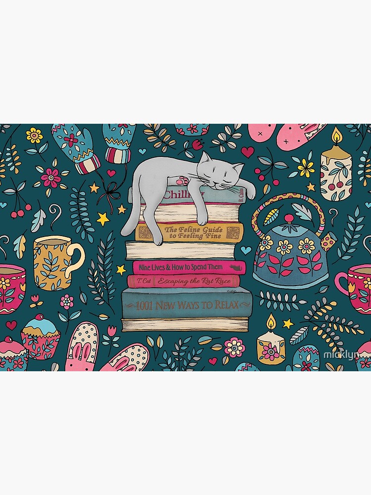 Thumbnail 6 of 6, Bath Mat, How to Hygge Like a Cat designed and sold by micklyn.