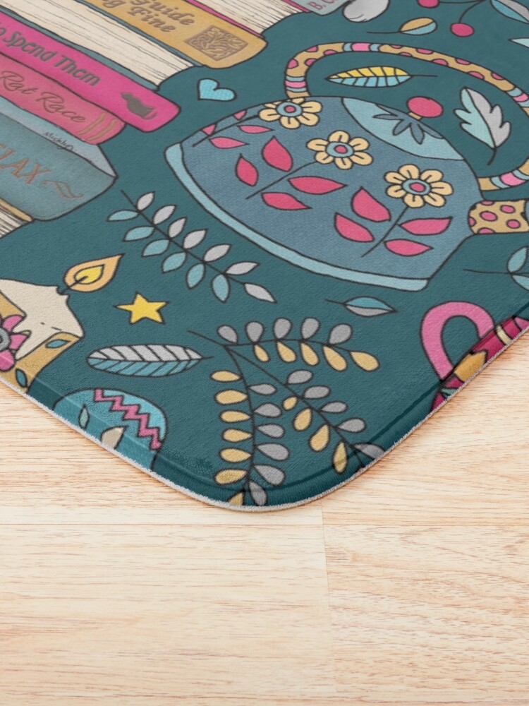 Thumbnail 3 of 6, Bath Mat, How to Hygge Like a Cat designed and sold by micklyn.