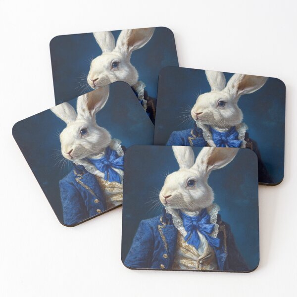 Item preview, A white rabbit in a blue tailcoat designed and sold by Julia Shepeleva.