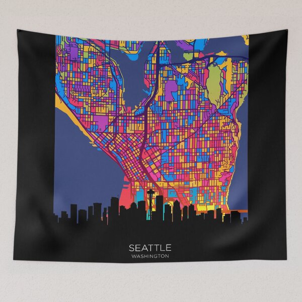 Item preview, Seattle Washington Skyline Map designed and sold by ArtPrints.