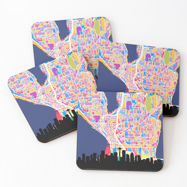Item preview, Seattle Washington Skyline Map designed and sold by ArtPrints.