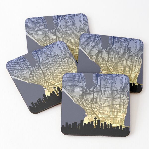 Item preview, Seattle Washington Skyline Map designed and sold by ArtPrints.