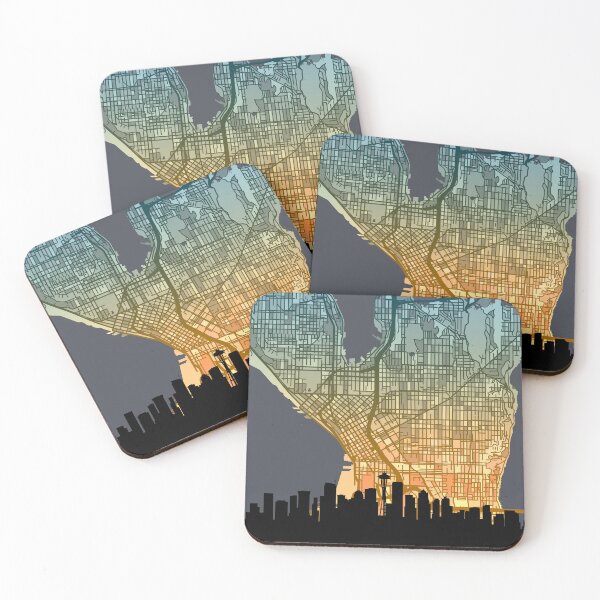 Item preview, Seattle Washington Skyline Map designed and sold by ArtPrints.