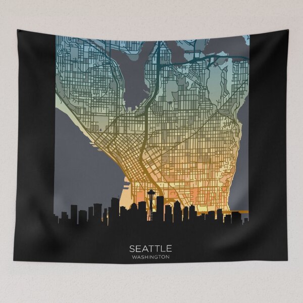Item preview, Seattle Washington Skyline Map designed and sold by ArtPrints.