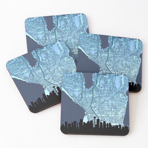Item preview, Seattle Washington Skyline Map designed and sold by ArtPrints.