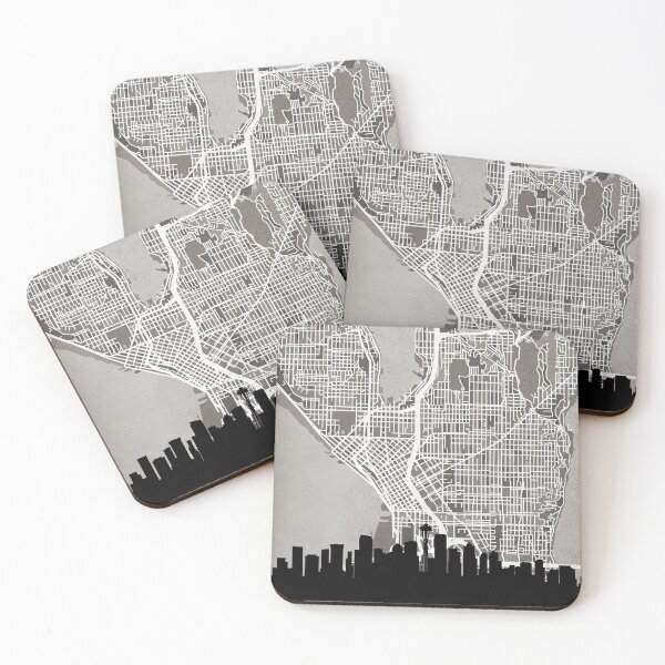 Item preview, Seattle Washington Skyline Map designed and sold by ArtPrints.