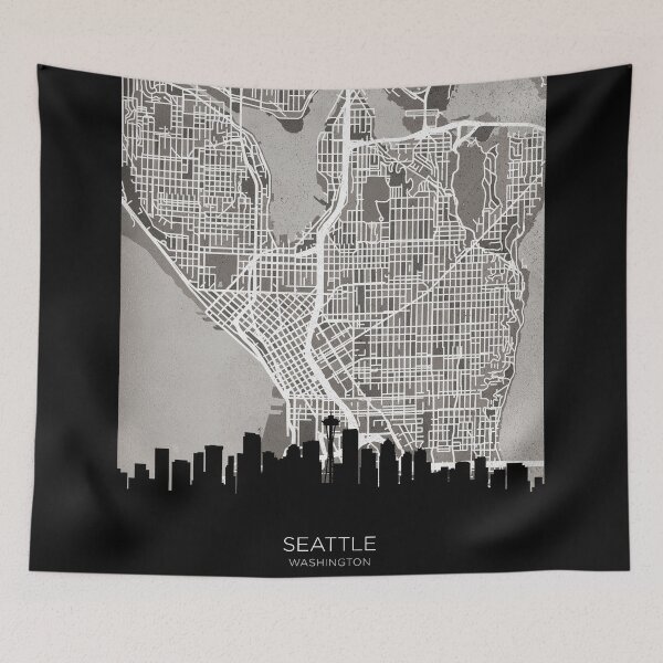 Item preview, Seattle Washington Skyline Map designed and sold by ArtPrints.