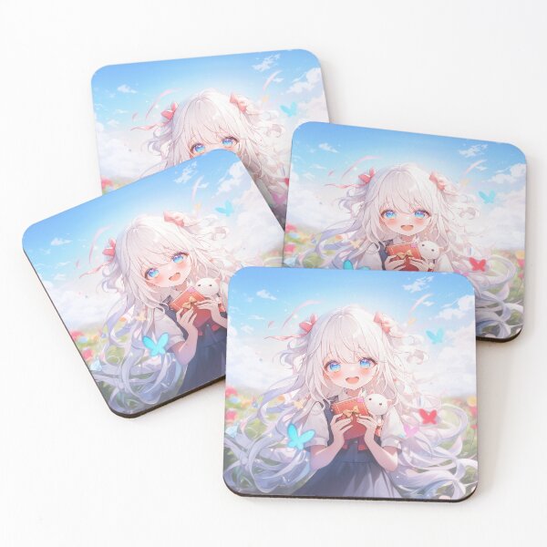 Item preview, Cheerful Anime Girl in Flower Field – Whimsical Pastel Fantasy Art designed and sold by Kawai Anime Shop.