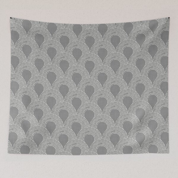Item preview, Serene harmonious Japandi style geometric scallops linen textured 2b designed and sold by Designsbyluzia.