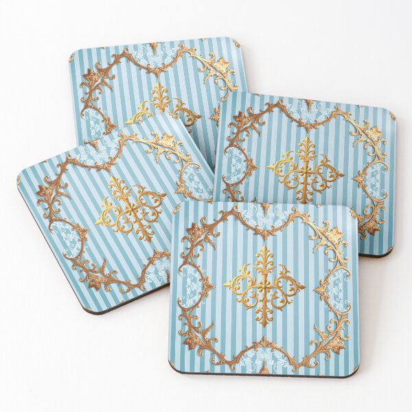 Item preview, Matte Turquoise Striped Gold Damask  designed and sold by DesignsByPrnces.