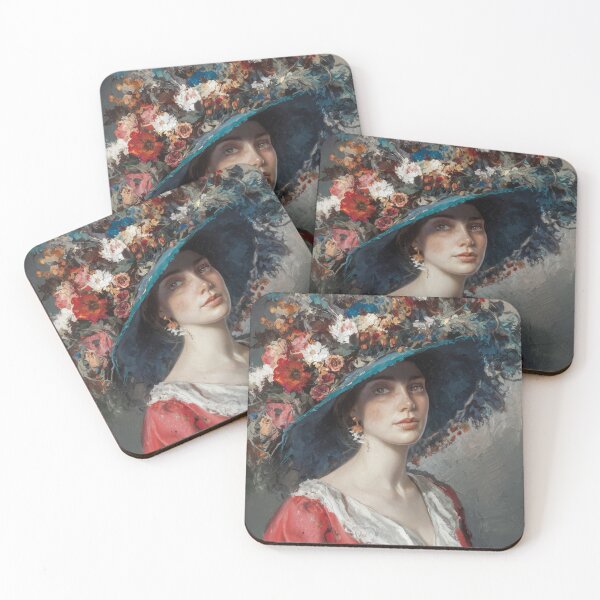 Item preview, Portrait of Woman Wearing Floral Hat designed and sold by whitecat23.