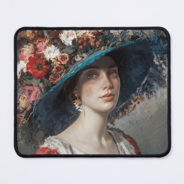Item preview, Portrait of Woman Wearing Floral Hat designed and sold by whitecat23.
