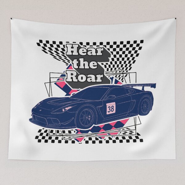 Item preview, Hear The Roar Speeding Black Racer On Fuchsia Tracks designed and sold by SplashTastic.