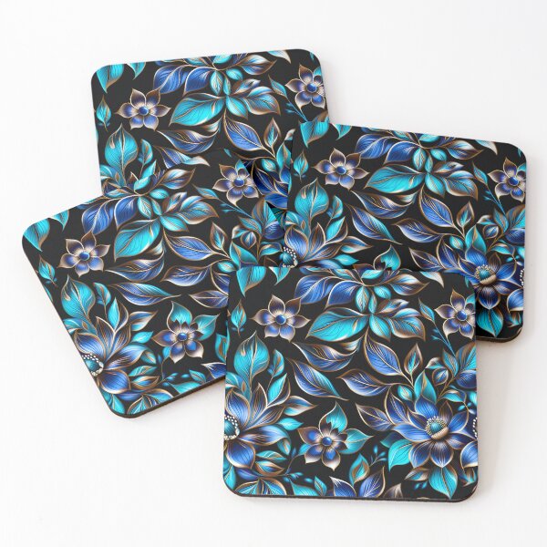 Item preview, Luxury Indigo, Teal, and Gold Floral Pattern – Elegant Botanical Design designed and sold by Juliette Ozkalfayan.