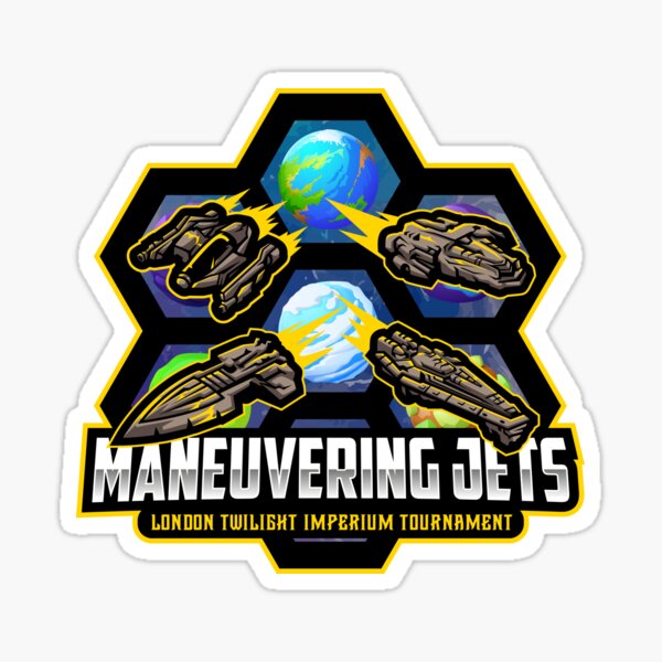 Vista previa del artículo con la obra «Logotipo del torneo Manuevering Jets London Twilight Imperium», diseñado y vendido por Maneuvering Jets Tournament Merch.