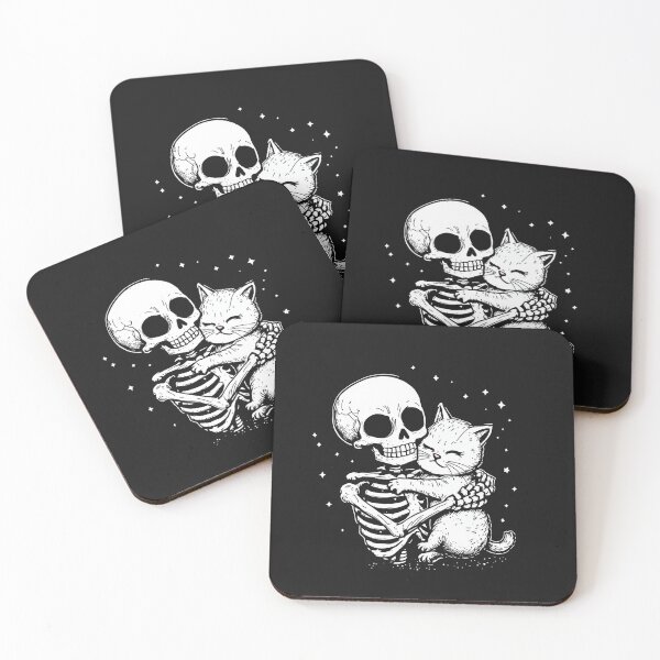 Item preview, Modern Trendy funny Skeleton Holding Cat Skeleton Cute Cat in Space designed and sold by SOUFIANE1991.