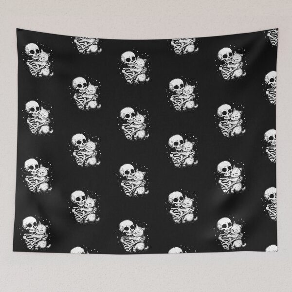 Item preview, Modern Trendy funny Skeleton Holding Cat Skeleton Cute Cat in Space designed and sold by SOUFIANE1991.
