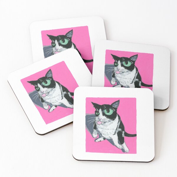 Item preview, Whacky Cat – Hand-Painted Goofy Feline with a Bright Pink Background designed and sold by CarvingCoryArt.