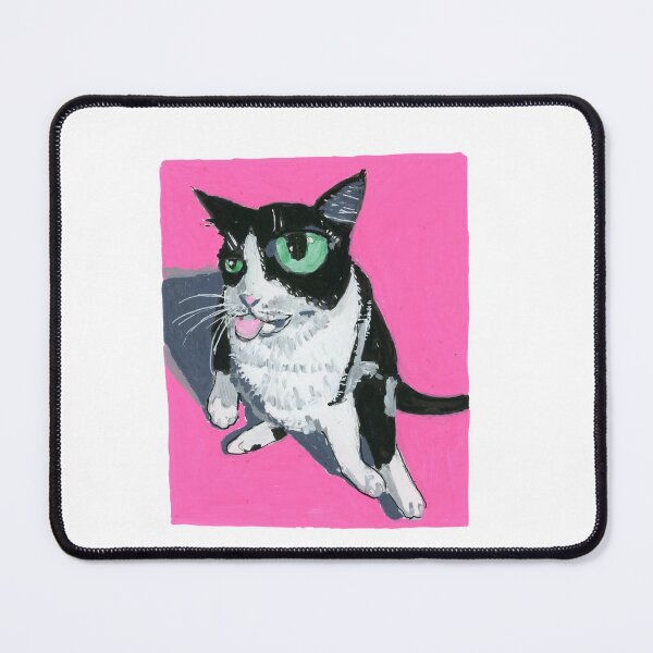 Artikelvorschau, Whacky Cat – Handbemalte Goofy-Katze mit leuchtend rosa Hintergrund entworfen und verkauft von CarvingCoryArt.