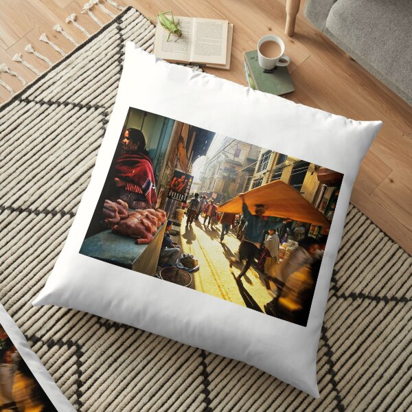 Kathmandu street scene Floor Pillow