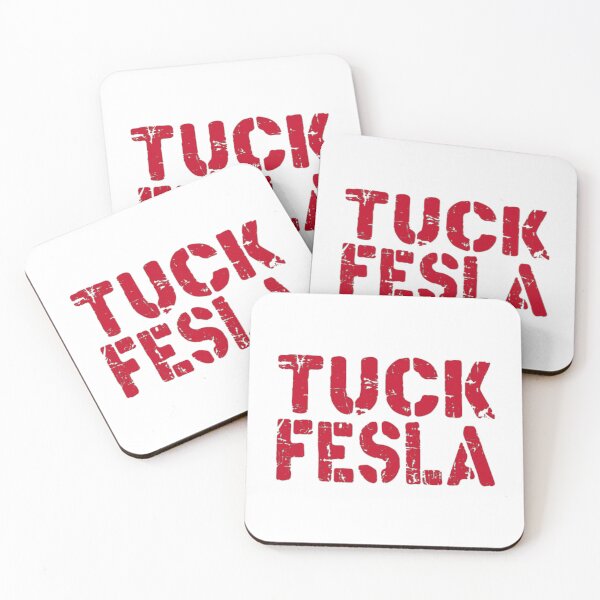 Item preview, fuck tesla tuck fesla, fuck elon musk, muck fusk, no elon, muck elon fusk, tesla bumper decal red designed and sold by ramwebroom.