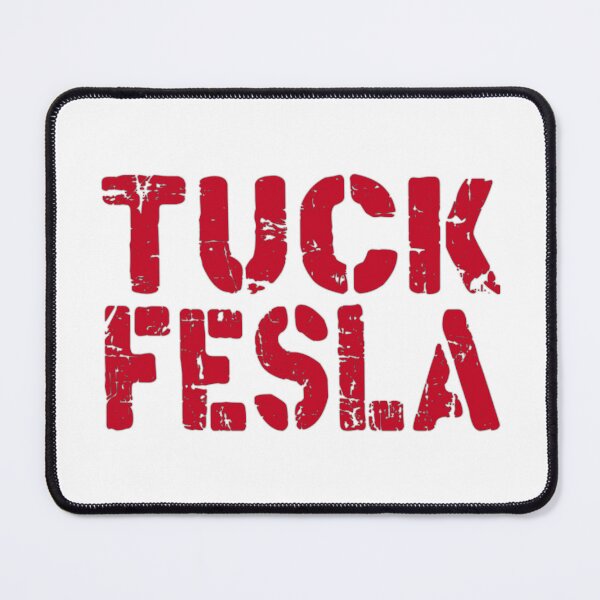Item preview, fuck tesla tuck fesla, fuck elon musk, muck fusk, no elon, muck elon fusk, tesla bumper decal red designed and sold by ramwebroom.
