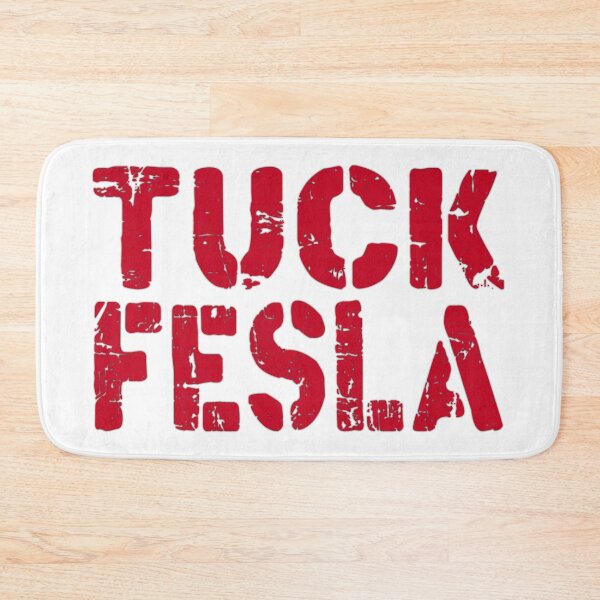 Item preview, fuck tesla tuck fesla, fuck elon musk, muck fusk, no elon, muck elon fusk, tesla bumper decal red designed and sold by ramwebroom.