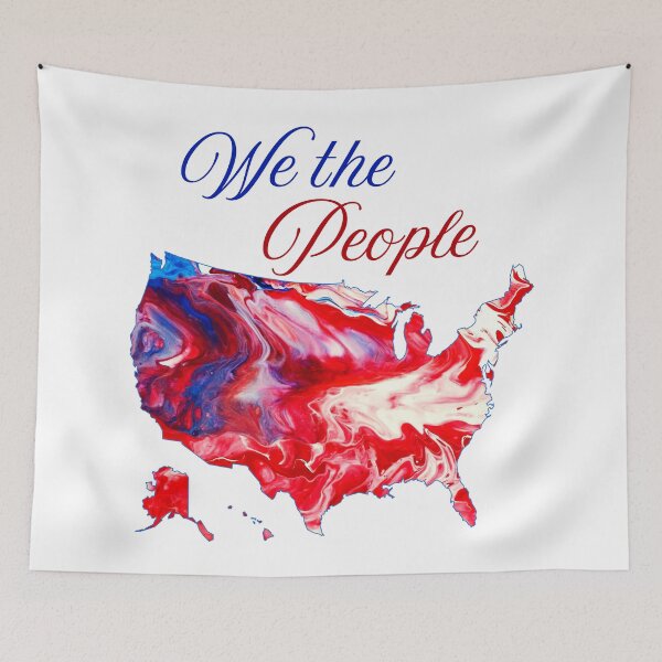 Item preview, USA - We the People- Mesh Flag - Flow Art / Pour Painting - jdp-04-0045 designed and sold by ANomadDesigns.