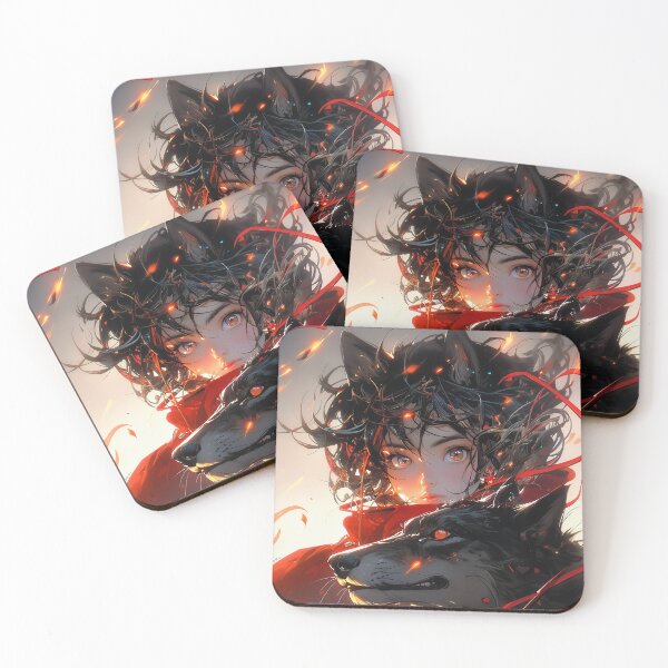Item preview, Fiery Fierce Wolf Anime Girl designed and sold by bubblegoth.