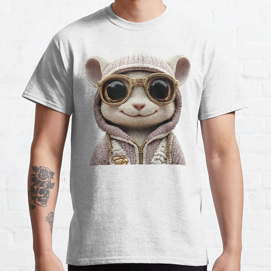 Cool Sugar Glider In Luxury Hoodie And Gold Accessories - Stylish Animal Art Classic T-Shirt
