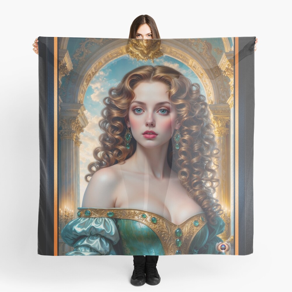 An Exquisite Classical Portrait Of Lady Aurelia Cirius Stunning AI Concept Art by Xzendor7 Decorative Art Print Ladies Scarf