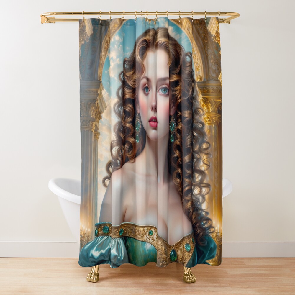 An Exquisite Classical Portrait Of Lady Aurelia Cirius Stunning AI Concept Art by Xzendor7 Decorative Art Print Shower Curtain