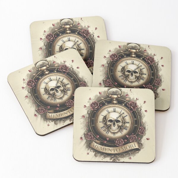 Item preview, Memento Mori Clock | Dark Academia Time-Themed Design designed and sold by TheVelvetArchive.