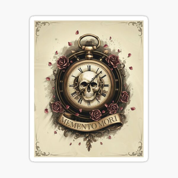 Item preview, Memento Mori Clock | Dark Academia Time-Themed Design designed and sold by TheVelvetArchive.