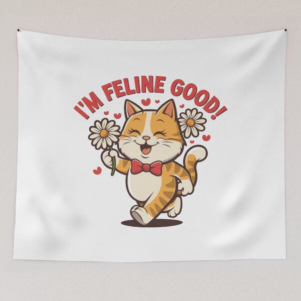 Item preview, feeling good, feline, cat, cute, meme, funnyfits70, Humor, Funny, retro, vintages, funny quotes, animal humor, designed and sold by FunnyFits70.