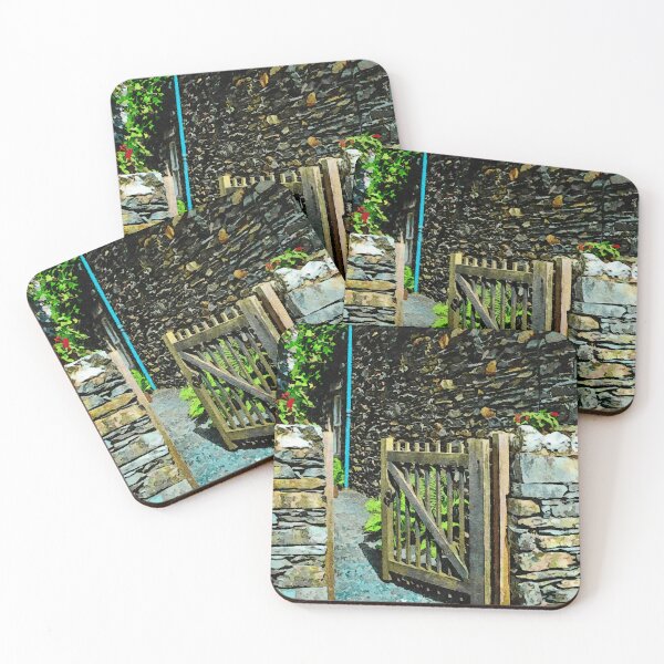 Item preview, Charming garden entrance with stone walls in watercolor style designed and sold by GestaltImagery.