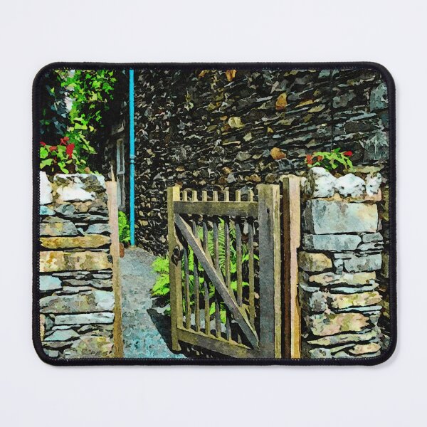 Item preview, Charming garden entrance with stone walls in watercolor style designed and sold by GestaltImagery.