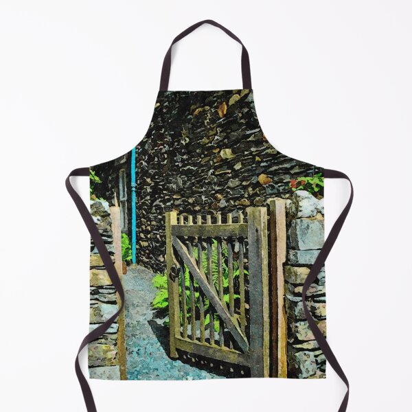 Item preview, Charming garden entrance with stone walls in watercolor style designed and sold by GestaltImagery.