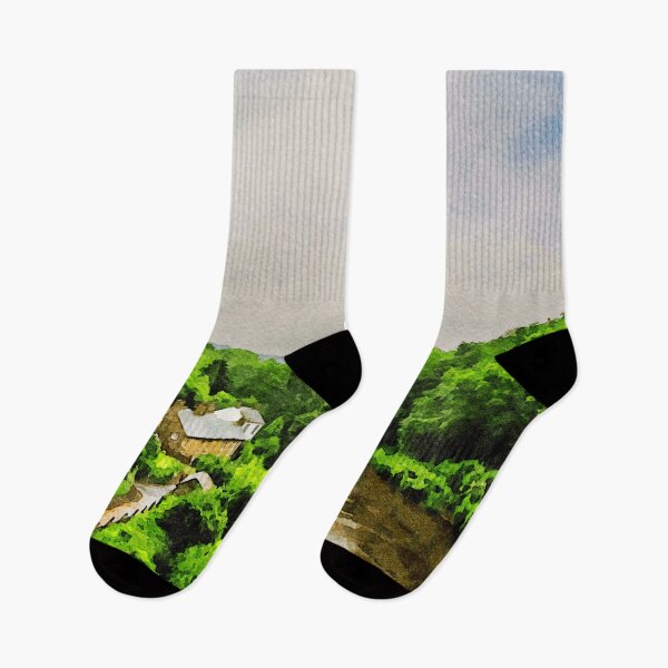 Item preview, Serene watercolor landscape of Shropshire Hills in England with river view designed and sold by GestaltImagery.
