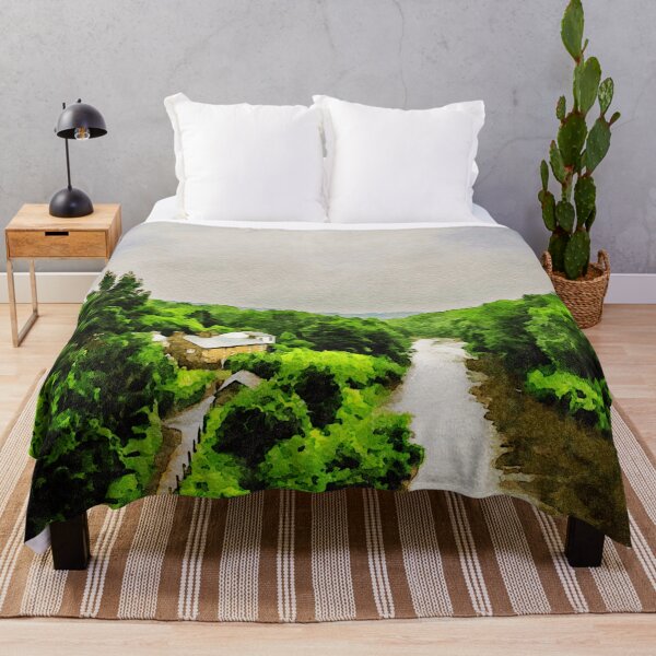 Item preview, Serene watercolor landscape of Shropshire Hills in England with river view designed and sold by GestaltImagery.
