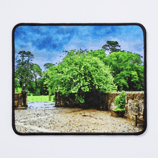 Item preview, Charming watercolor painting of lush garden with stone walls designed and sold by GestaltImagery.