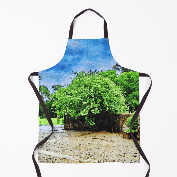 Item preview, Charming watercolor painting of lush garden with stone walls designed and sold by GestaltImagery.