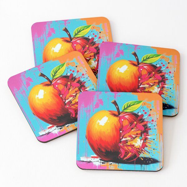 Item preview, Exploding Apple – Abstract Expressionist Fruit Art designed and sold by Wesira.