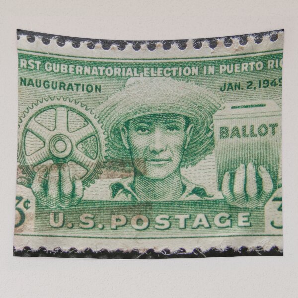 Item preview, Three cent US Postage Stamp commemorating the first gubernatorial election in Puerto Rico 1949 designed and sold by Photopat.